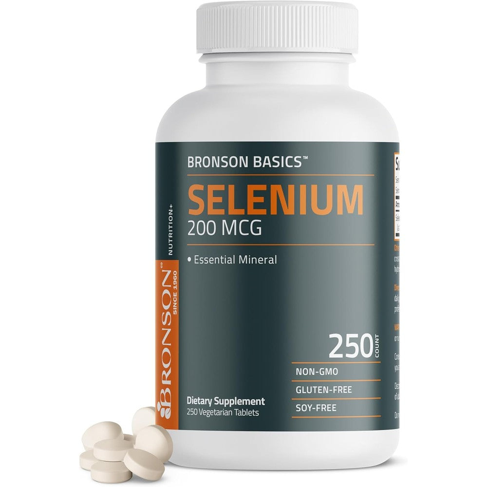 Bronson Selenium 250 Vegetarian Tablets front view for immune system support
