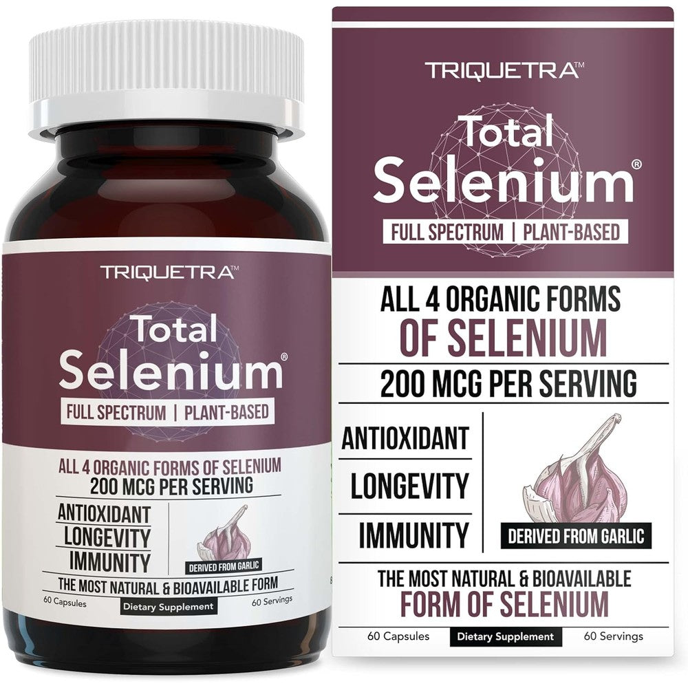 Triquetra Health Total Plant Based Selenium 60 capsules front view bottle showing premium organic supplement packaging