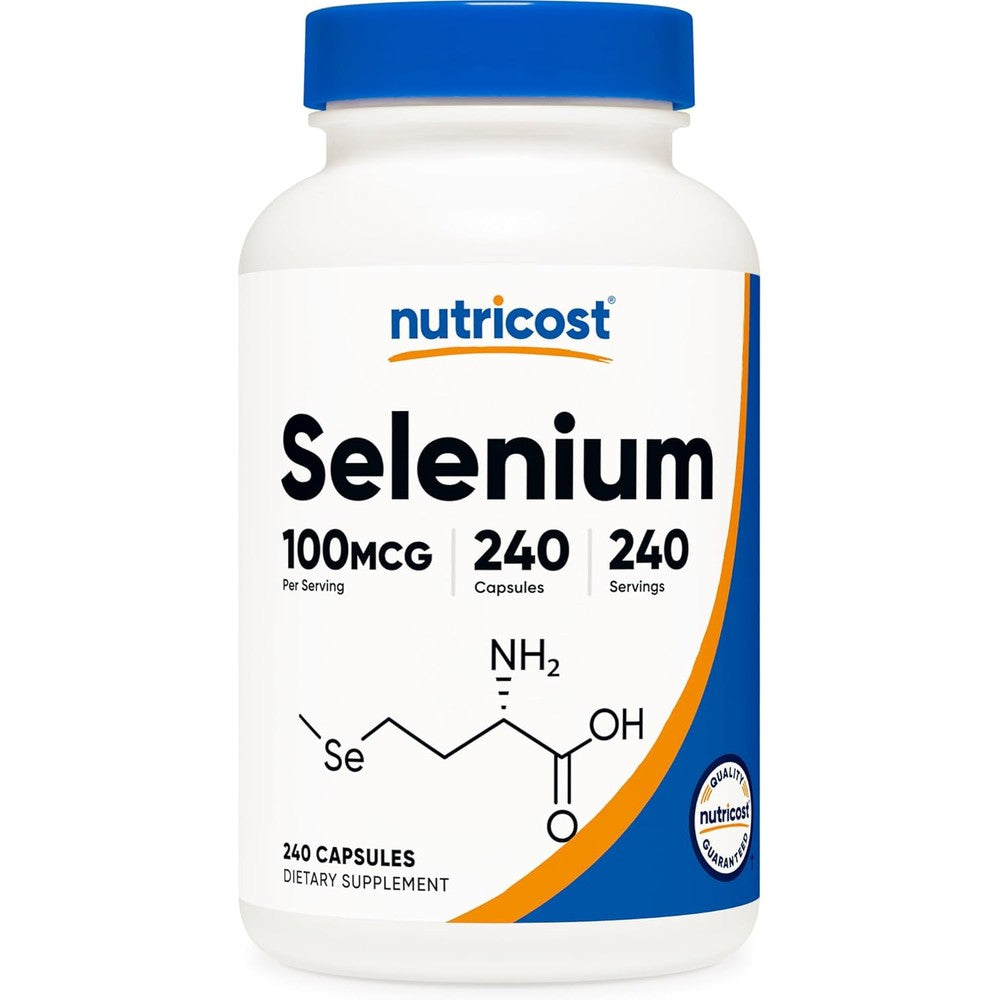 Nutricost L-Selenomethionine Selenium Supplement 100mcg front view bottle