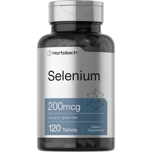 Horbäach Selenium 200mcg supplement front bottle view