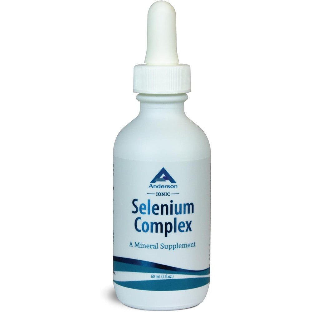 Anderson Ionic Selenium Complex front view bottle showcasing liquid selenium supplement drops for thyroid health