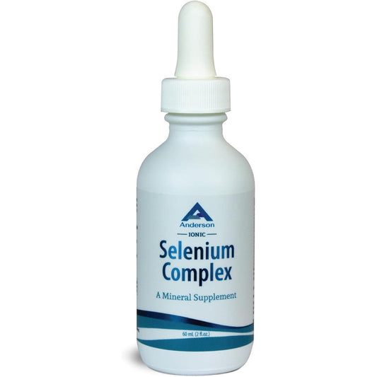 Anderson Ionic Selenium Complex front view bottle showcasing liquid selenium supplement drops for thyroid health