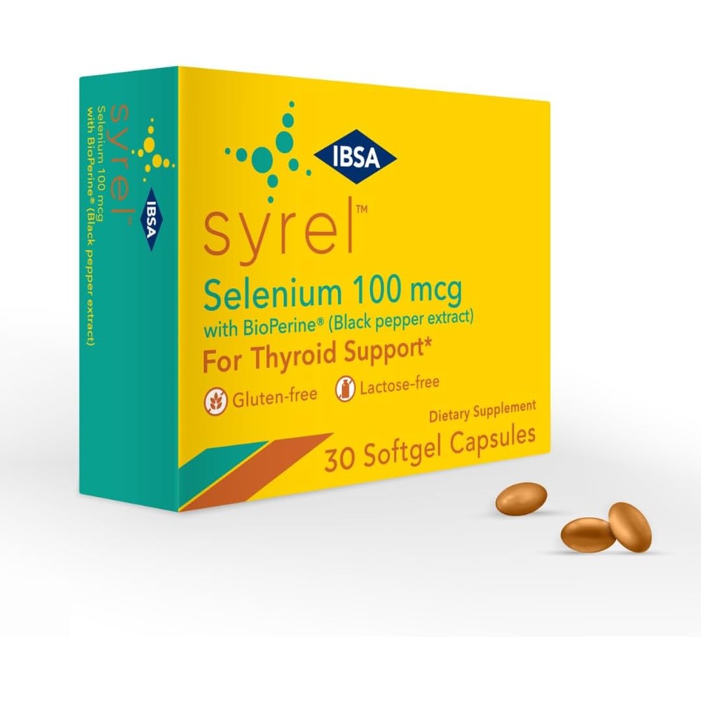 IBSA Syrel Thyroid Support 30 capsules front view showing authentic packaging.