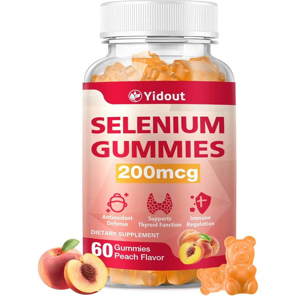 Vitamatic Yidout Selenium Thyroid Support front bottle view for daily health supplementation.