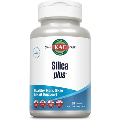 KAL Silica Plus 90 tablets bottle front view for daily hair and skin care