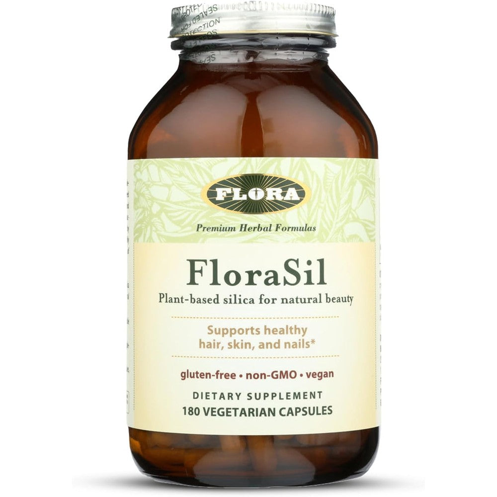 Flora FloraSil 90 vegetarian capsules bottle front view showing product packaging and branding