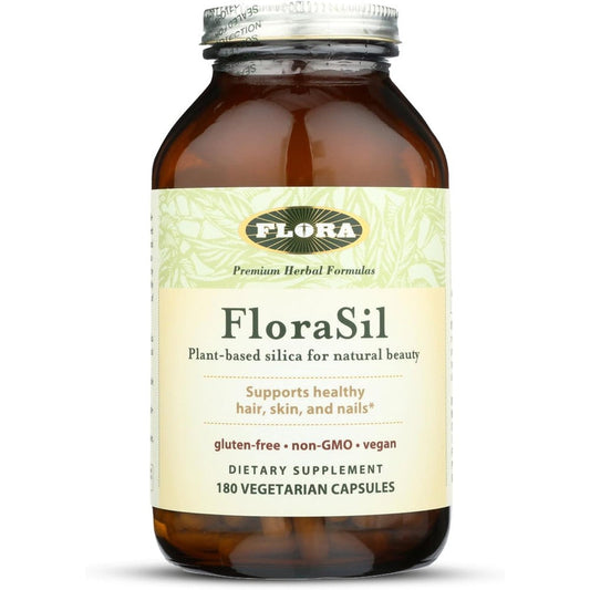 Flora FloraSil 90 vegetarian capsules bottle front view showing product packaging and branding