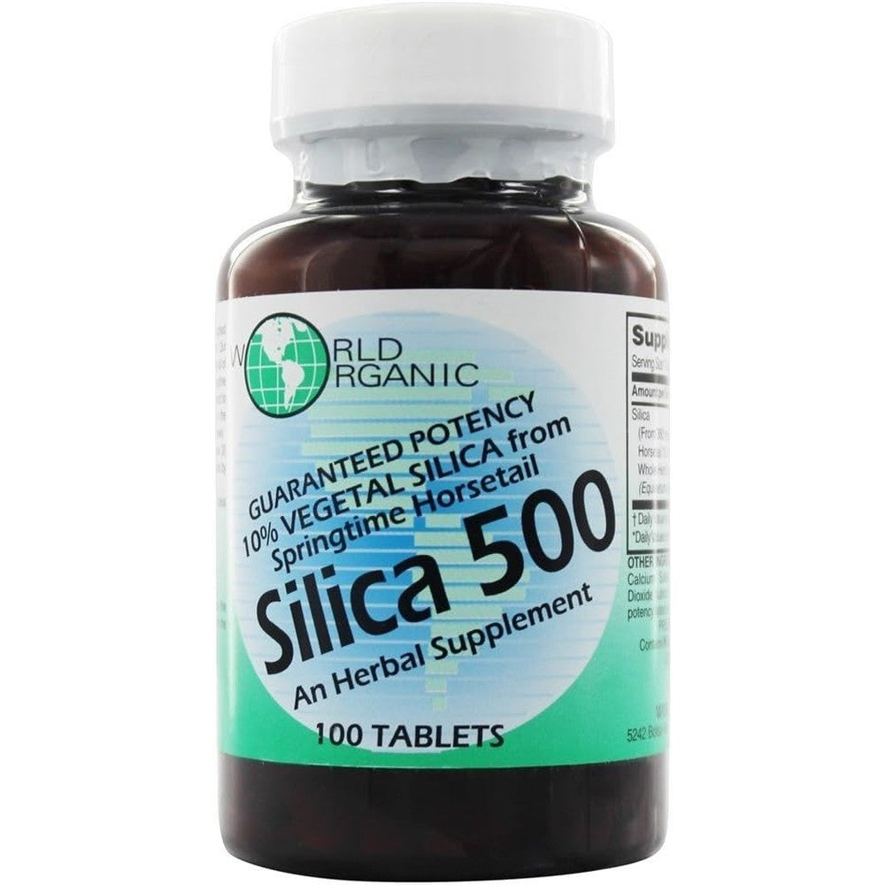 World Organic Silica 500 Horsetail Supplement bottle front view