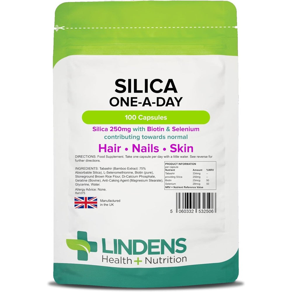 Lindens Bamboo Silica 250mg front view supplement pack