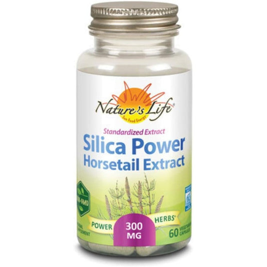 Natures Life Silica Power horsetail extract supplement bottle front view