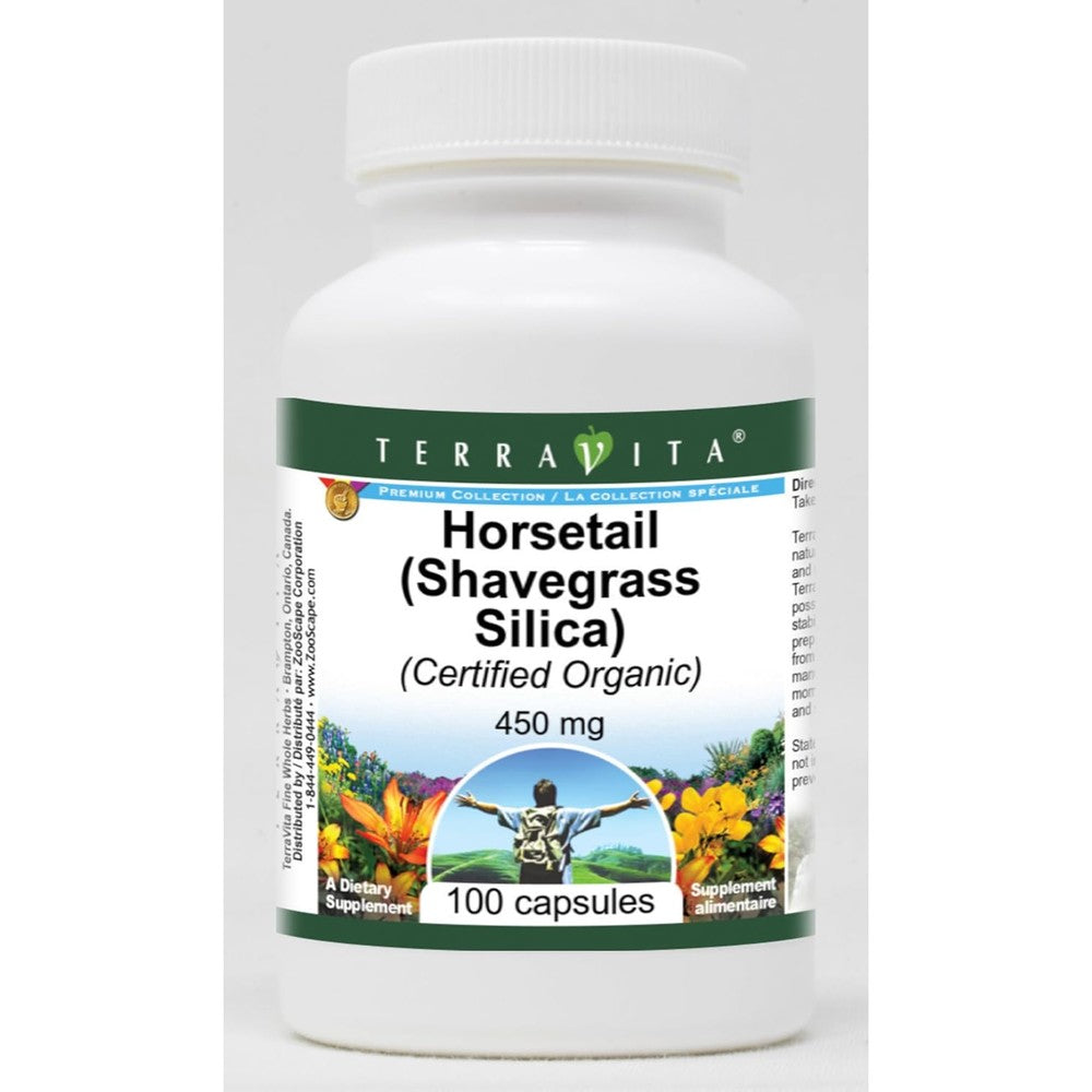 Terravita Organic Horsetail Shavegrass Silica supplement bottle front view