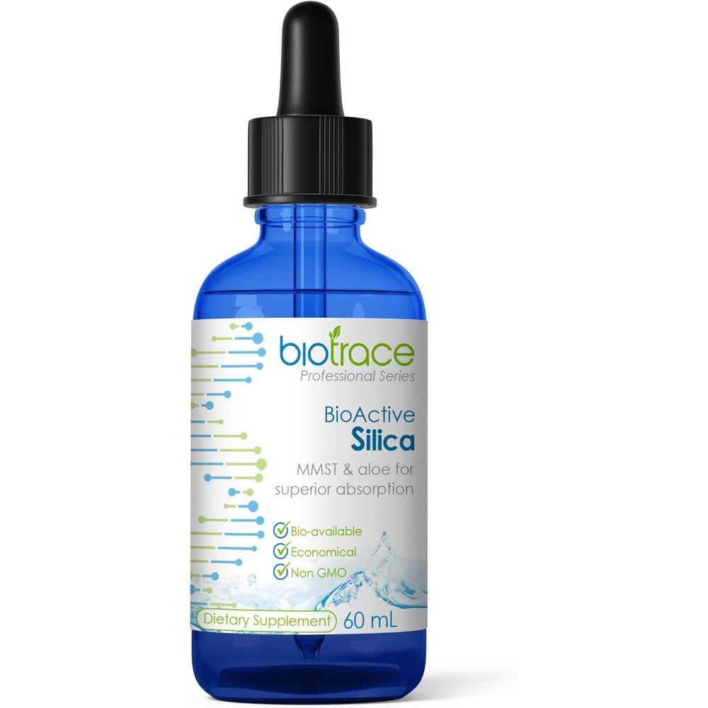 Biotrace BioActive Silica Drops front bottle view for hair and skin