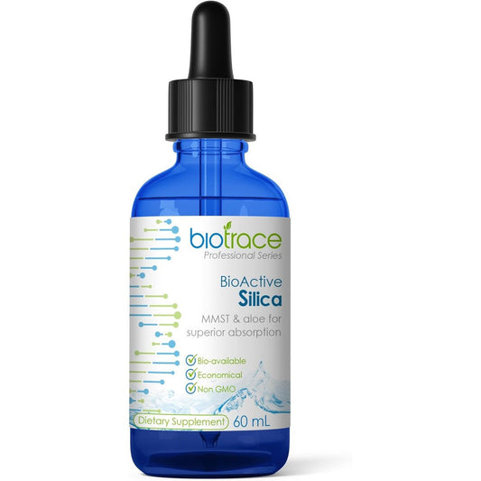 Biotrace BioActive Silica Drops front bottle view for hair and skin