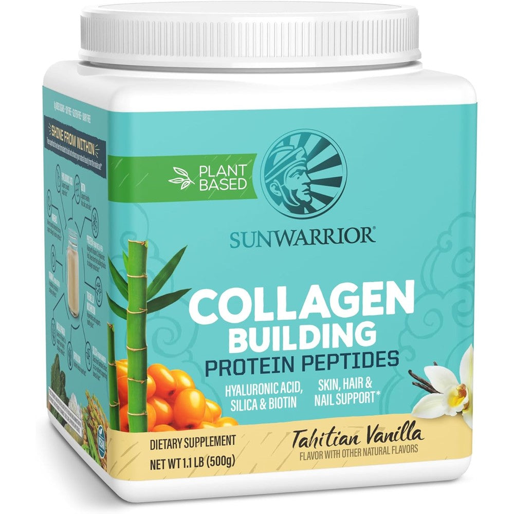 Sunwarrior Vegan Collagen Building Peptides Tahitian Vanilla front view plant based supplement