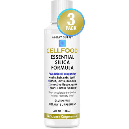 Cellfood Essential Silica Anti Aging Formula front view of three bottles