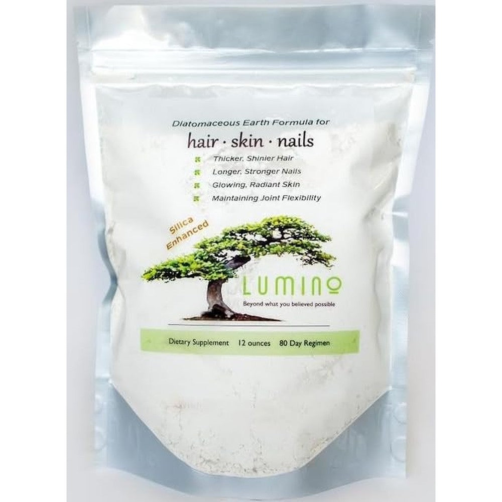 Lumino Wellness Enhanced Silica Formula for Hair Skin and Nails 12 Ounce powder supplement front view