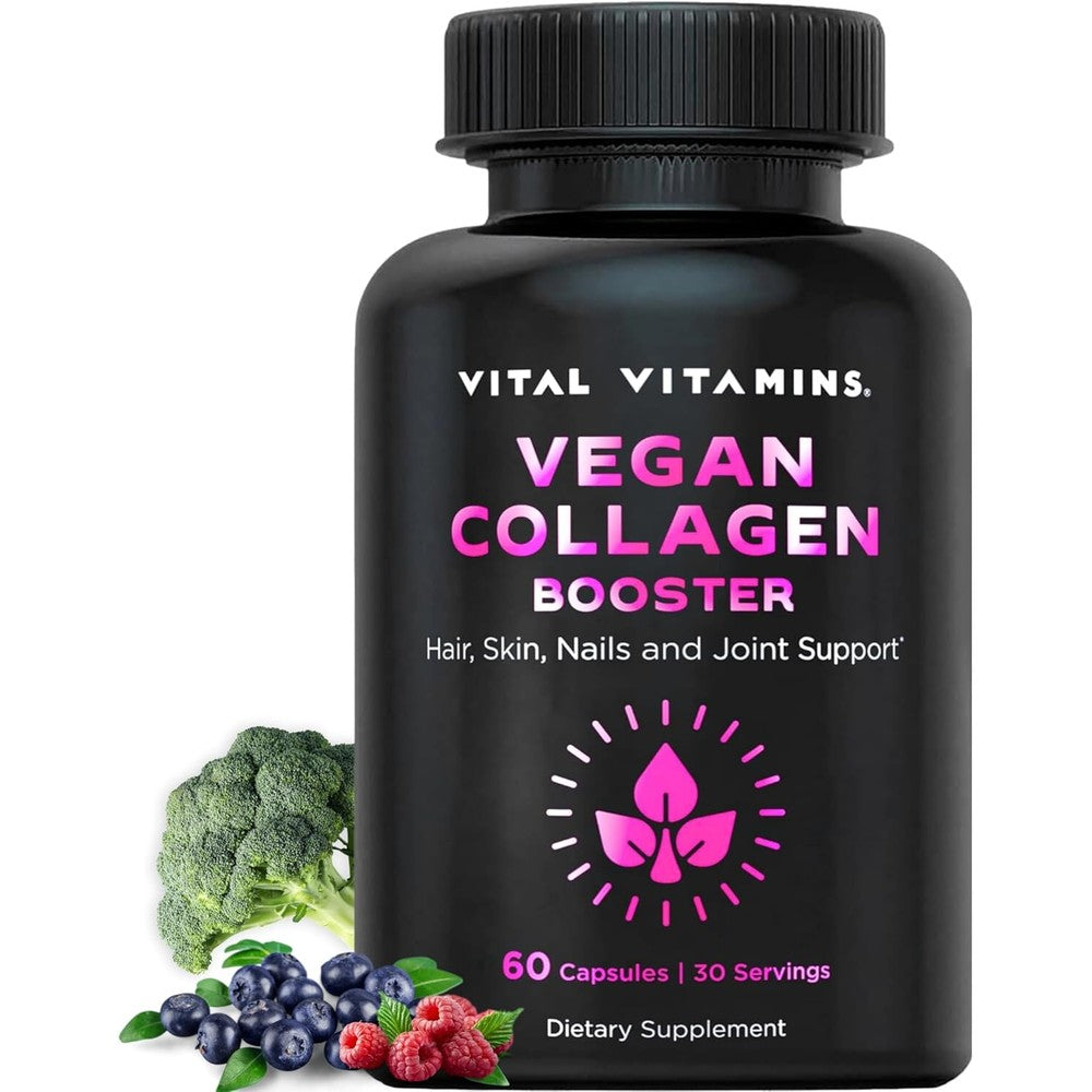 Vital Vitamins Vegan Collagen Booster 60 Capsules front view packaging