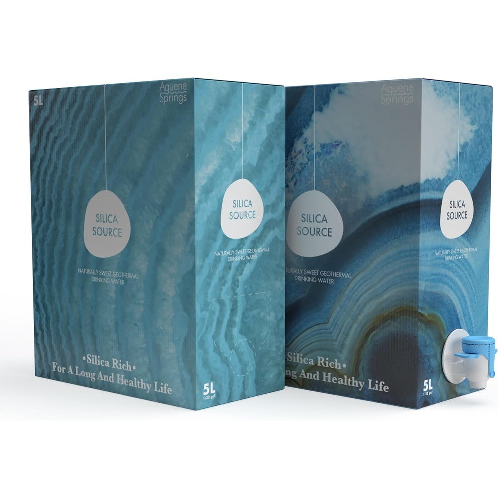 Aquene Springs Silica Source Water 5 liter box front view