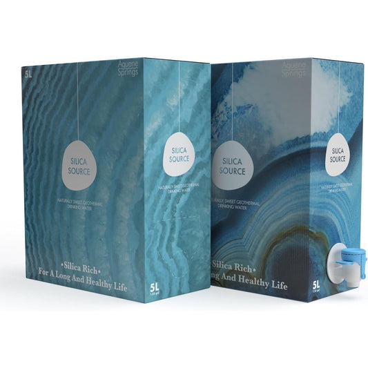 Aquene Springs Silica Source Water 5 liter box front view