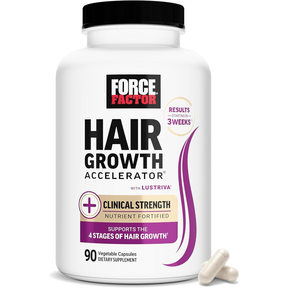 Force Factor Hair Growth Accelerator 90 capsules bottle biotin vitamins for hair
