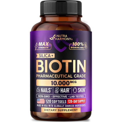 Nutraharmony Biotin 10000mcg with Silicon bottle front view