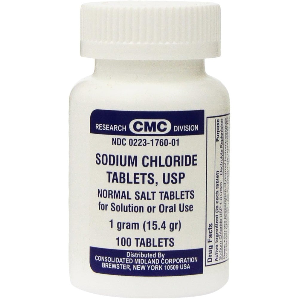 Zeyumee Sodium Chloride 1 Gram 100 Tablets bottle front view for electrolyte balance.