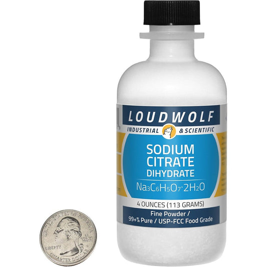 Loudwolf Sodium Citrate Fine Powder four ounces front bottle view food grade emulsifier chemical