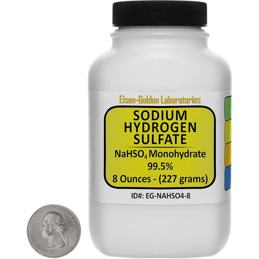 Eisen-Golden Laboratories Sodium Hydrogen Sulfate 8 Ounce front view bottle showing chemical formula and purity statement.