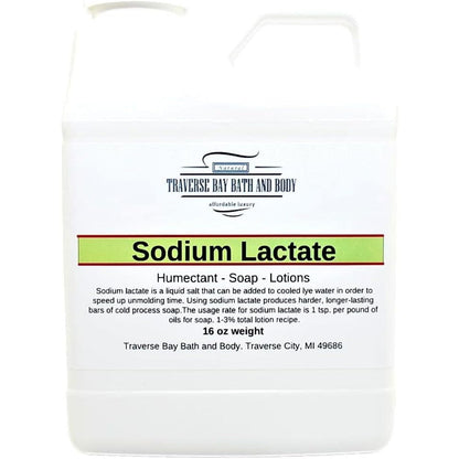 Traverse Bay Bath and Body Sodium Lactate 16 Ounce front view bottle for soap making