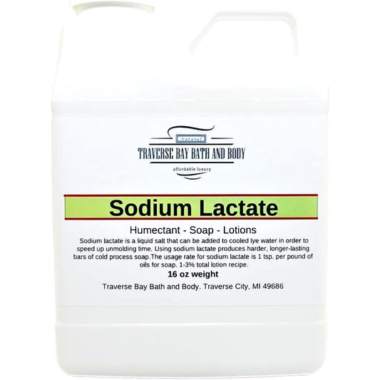 Traverse Bay Bath and Body Sodium Lactate 16 Ounce front view bottle for soap making