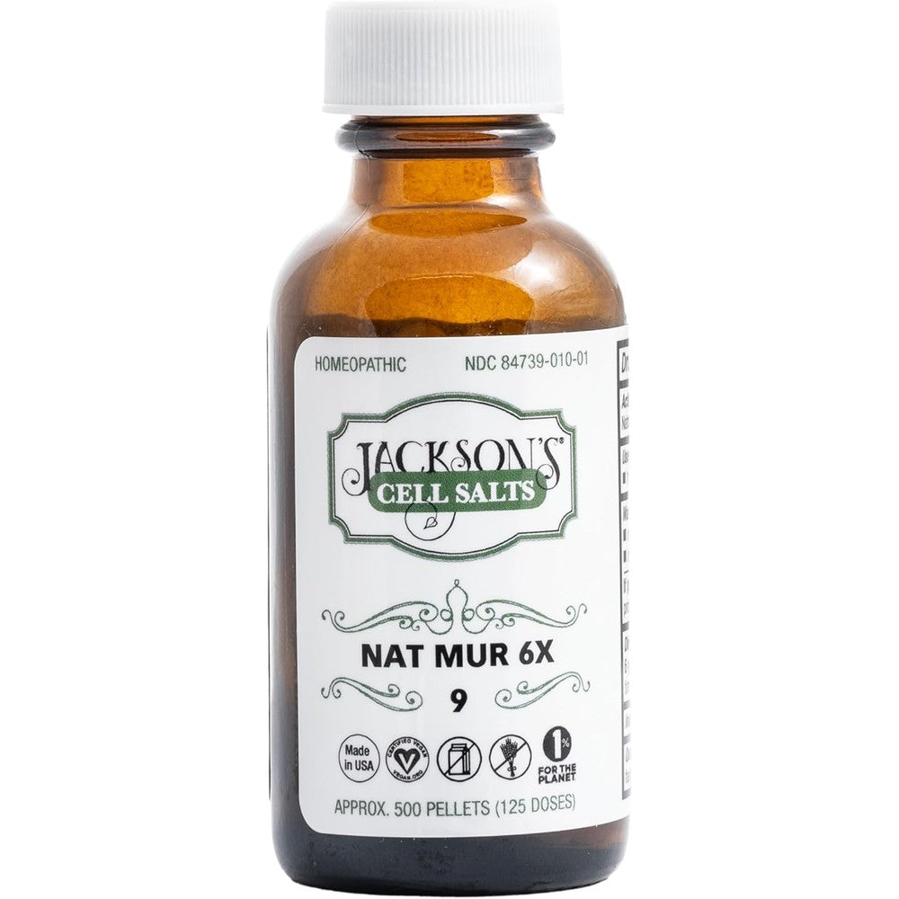 Jackson's Number 9 Cell Salt Natrum Muriaticum 500 pellets bottle front view