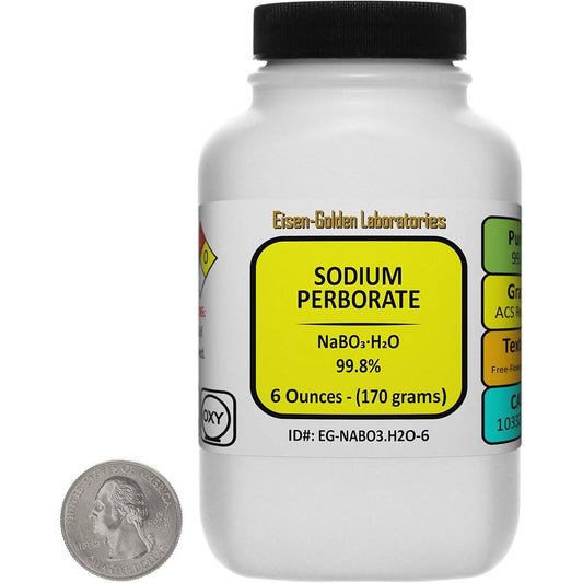 Eisen-Golden Laboratories Sodium Perborate 6 Ounce front view bottle of high purity granules.