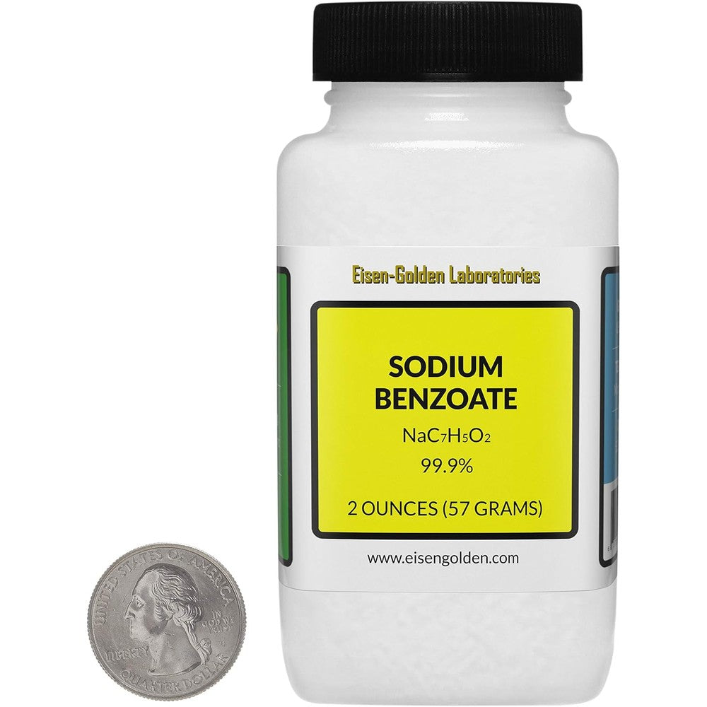 Eisen-Golden Laboratories Sodium Benzoate 2 Ounces front view of premium food grade preservative bottle.