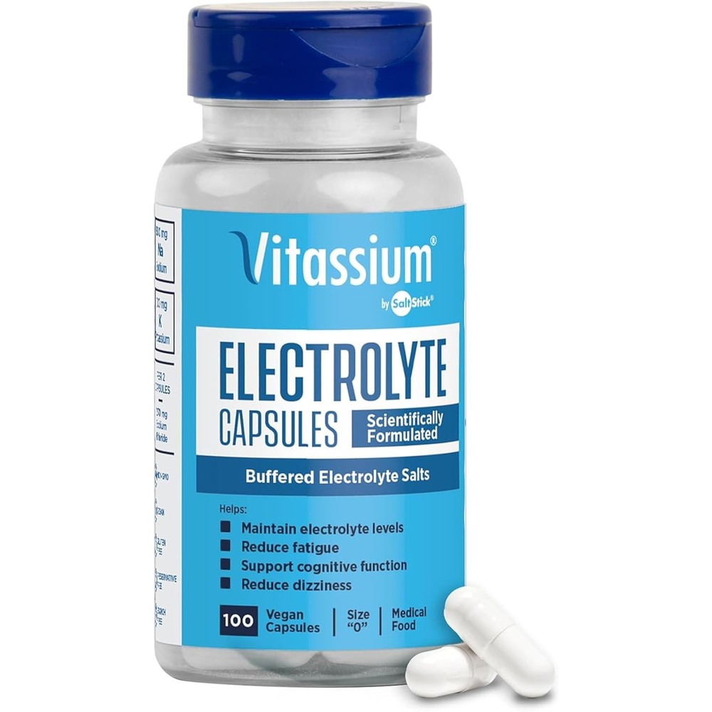 Vitassium Electrolyte Capsules front view bottle for high sodium needs