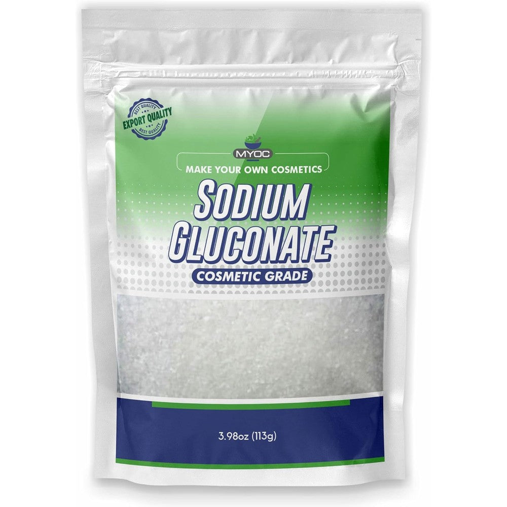 Myoc Sodium Gluconate cosmetic grade chelating agent powder front view of packaging.