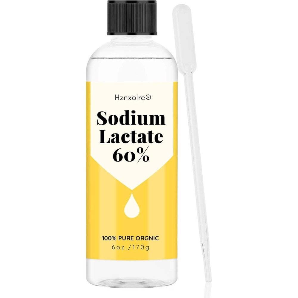 Hznxolrc Sodium Lactate 60 percent liquid bottle front view for soap making supplies