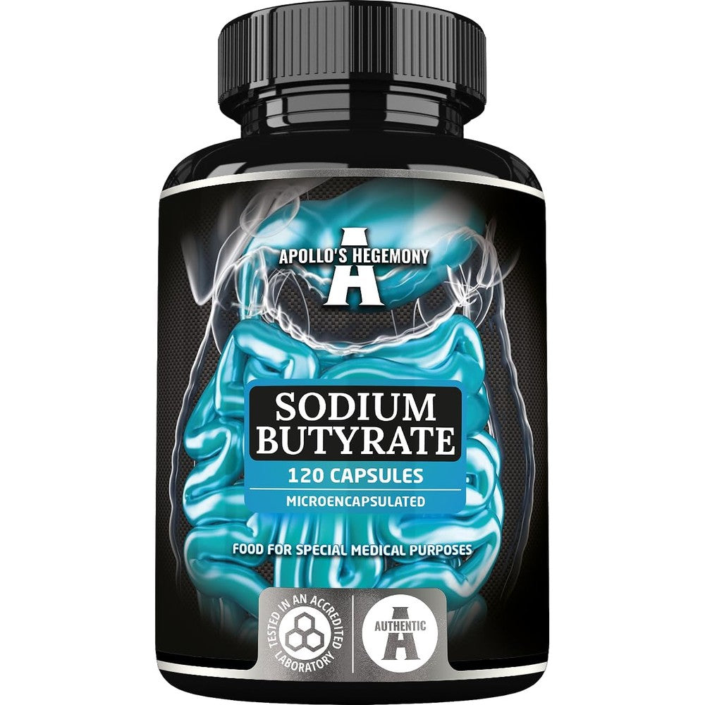 Apollo's Hegemony Sodium Butyrate 120 capsules front view bottle for gut health support India