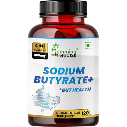 Humming Herbs Sodium Butyrate 4-in-1 capsules front view bottle for digestive health