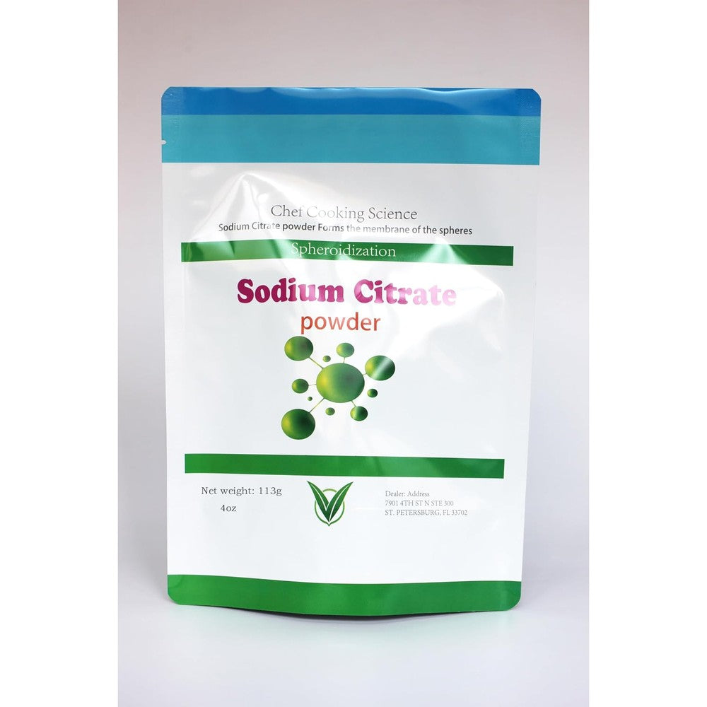 Leimengchef Pure Sodium Citrate powder front view of packaging for molecular gastronomy emulsification