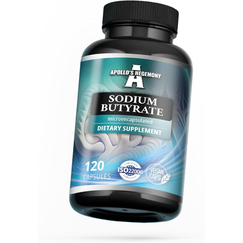 Apollo's Hegemony Sodium Butyrate 580mg front bottle view gut supplement