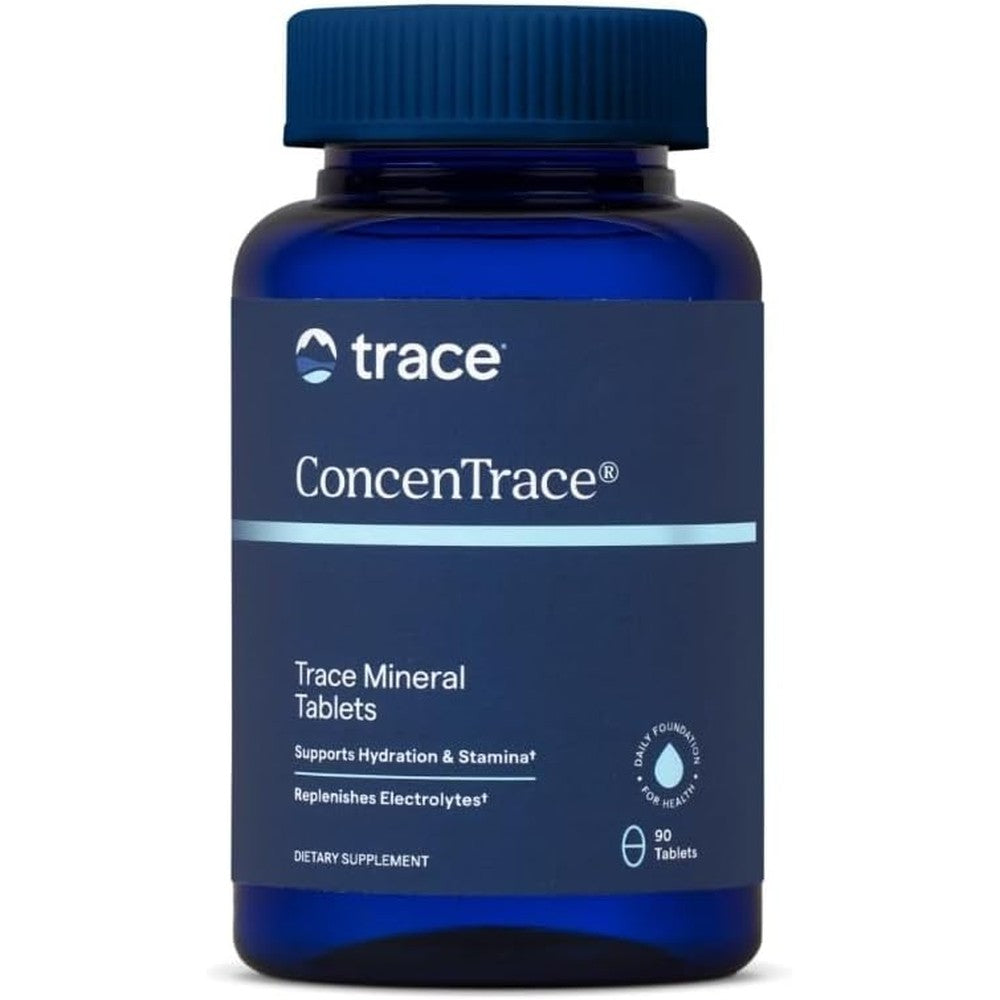 Trace Minerals Research ConcenTrace Ionic Trace Mineral Tablets 90 count front bottle view for daily energy support