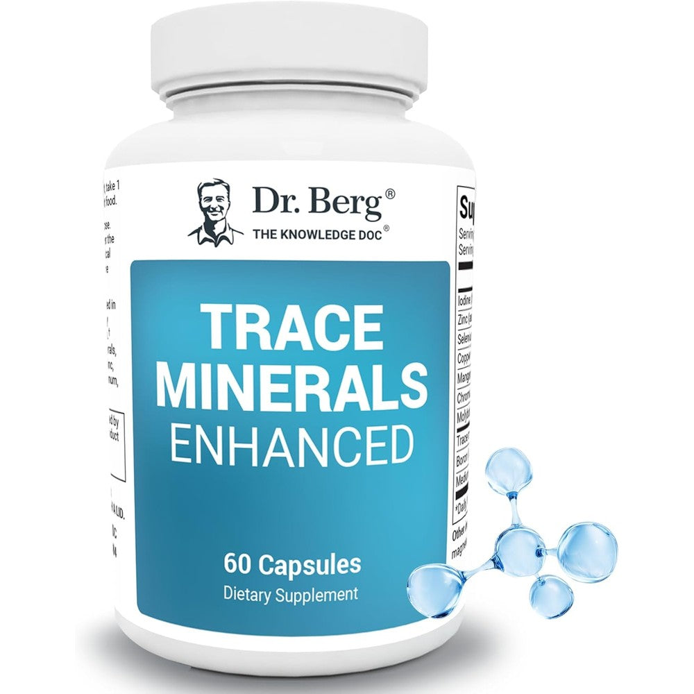 Dr. Berg Trace Minerals Enhanced Complex 60 capsules front view showing original USA packaging.