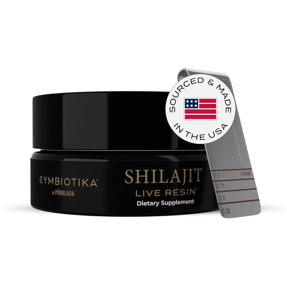 Cymbiotika Pure Himalayan Shilajit Black Gold Resin front view premium wellness supplement jar