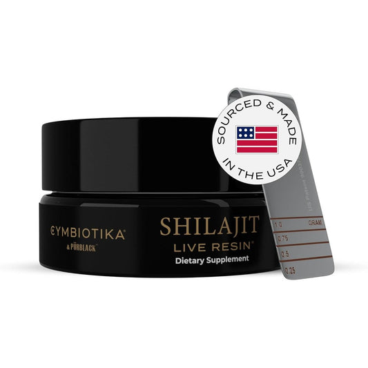 Cymbiotika Pure Himalayan Shilajit Black Gold Resin front view premium wellness supplement jar
