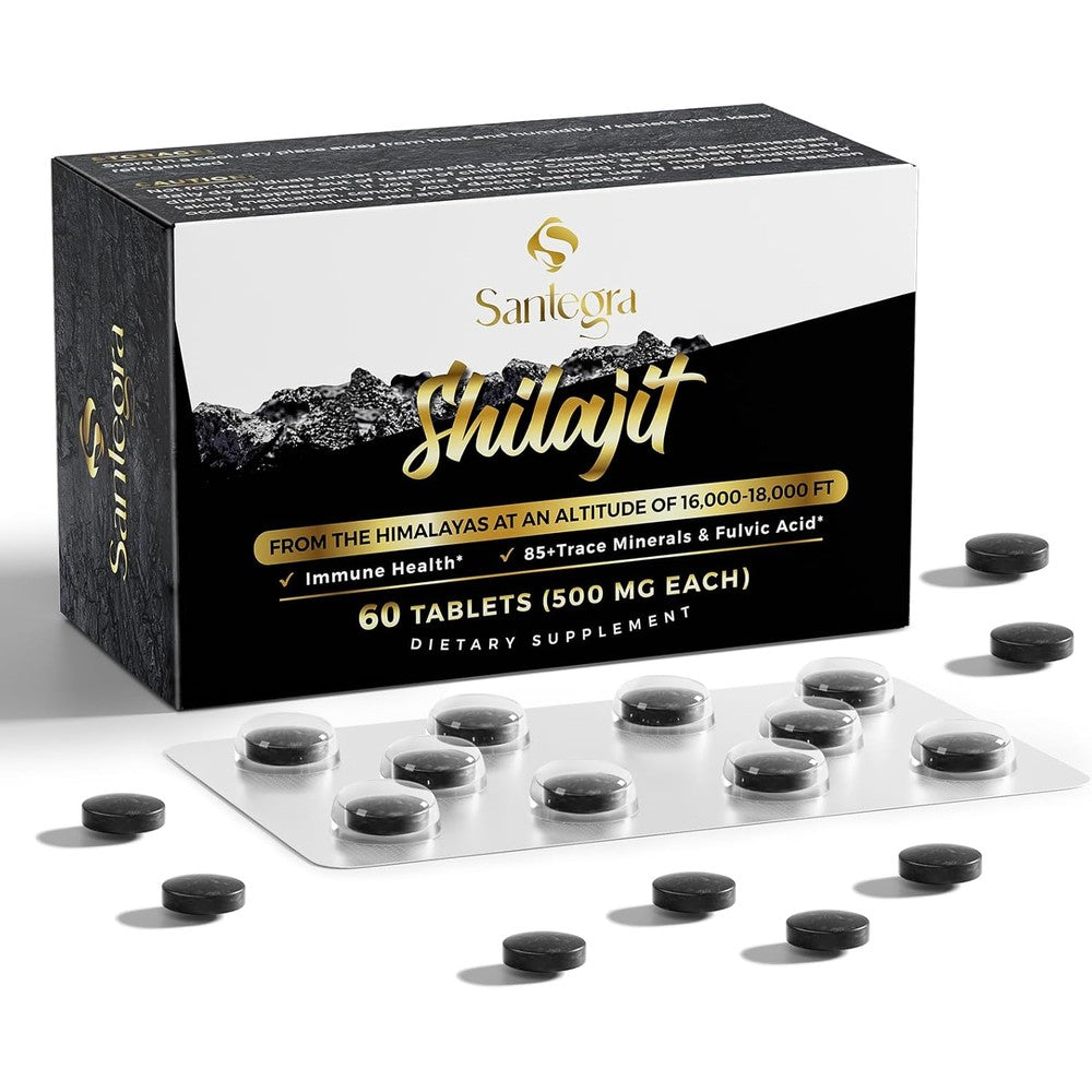 Kanacoufce Santegra Himalayan Pure Shilajit Tablets front bottle view for daily energy