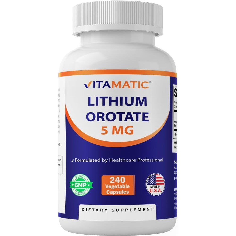 Vitamatic lithium orotate 5mg vegetarian capsules for brain health and cognitive support
