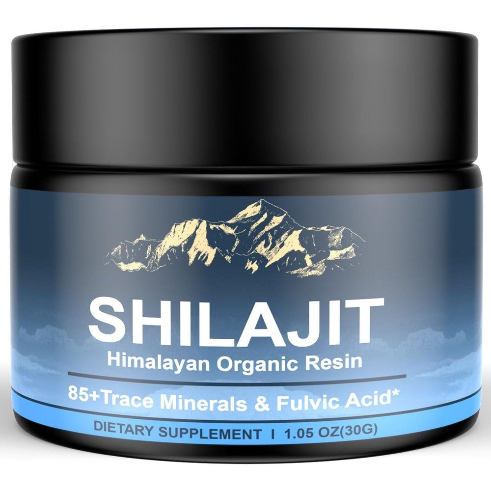 naypiny Himalayan Shilajit Organic Resin jar showing gold grade 600mg potency