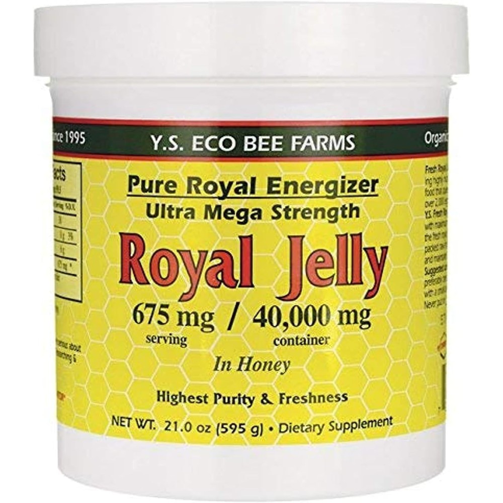 YS Bee Farms Honey Bee Royal Jelly In Honey Ultra Strength Gel front view jar