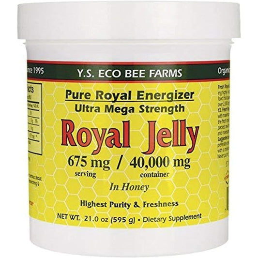 YS Bee Farms Honey Bee Royal Jelly In Honey Ultra Strength Gel front view jar