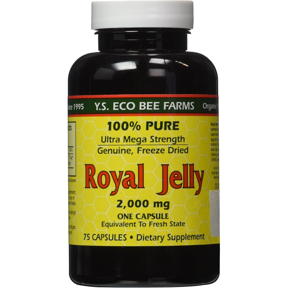 YS Organic Pure Freeze Dried Royal Jelly front view bottle supplement